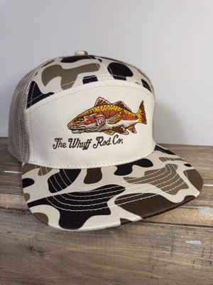 WRC Hat - Redfish Camo/Tan 7 Panel Flat Bill